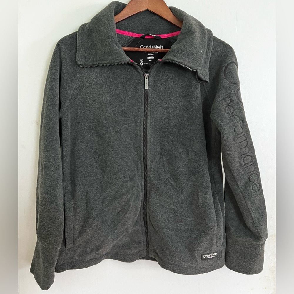 Calvin Klein Performance Dark Gray/Light Black Performance Zip Up Fleece